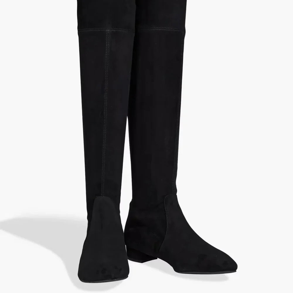 Stuart Weitzman black stretch suede over the knee boots 8 NWT Odene